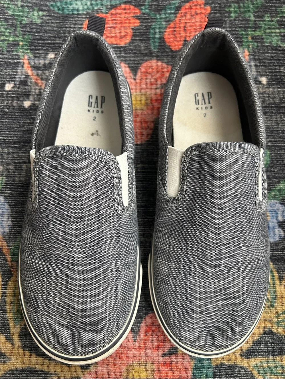 Gap Boys Blue Chambray Slip-On Sneakers, Size 2